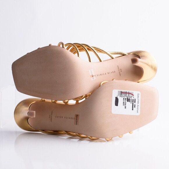 Veronica Beard Womens Avita Gold Leather Strappy Heeled Sandals Sz 6 Eu 36 New - Picture 8 of 9
